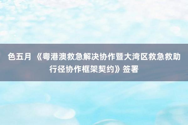 色五月 《粤港澳救急解决协作暨大湾区救急救助行径协作框架契约》签署