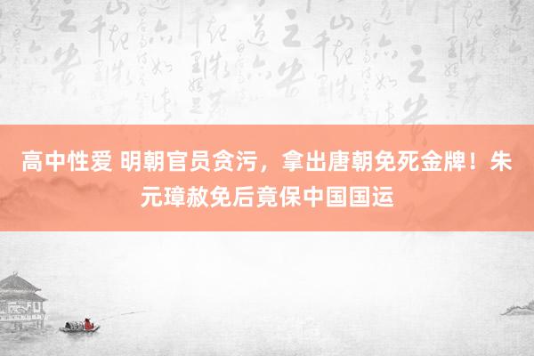 高中性爱 明朝官员贪污，拿出唐朝免死金牌！朱元璋赦免后竟保中国国运