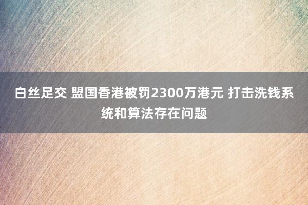 白丝足交 盟国香港被罚2300万港元 打击洗钱系统和算法存在问题