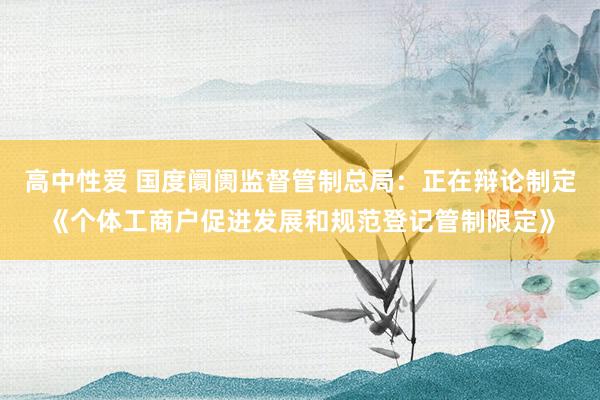 高中性爱 国度阛阓监督管制总局：正在辩论制定《个体工商户促进发展和规范登记管制限定》