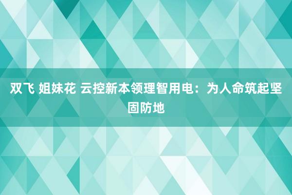 双飞 姐妹花 云控新本领理智用电：为人命筑起坚固防地