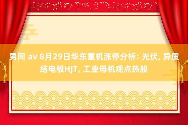 男同 av 8月29日华东重机涨停分析: 光伏， 异质结电板HJT， 工业母机观点热股