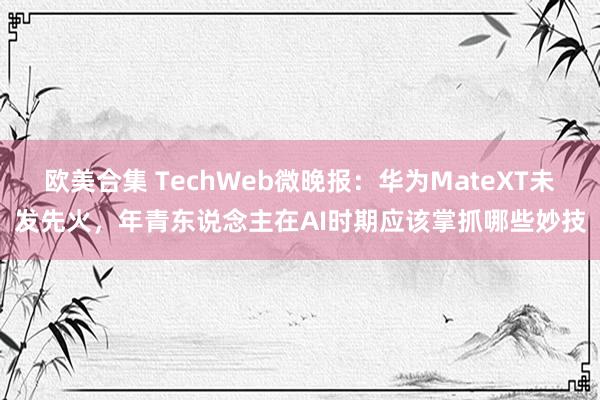 欧美合集 TechWeb微晚报：华为MateXT未发先火，年青东说念主在AI时期应该掌抓哪些妙技