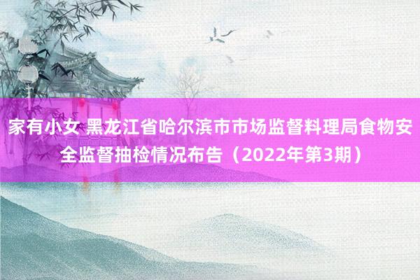 家有小女 黑龙江省哈尔滨市市场监督料理局食物安全监督抽检情况布告（2022年第3期）