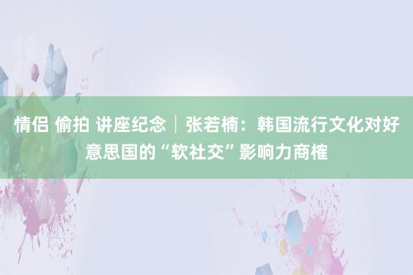 情侣 偷拍 讲座纪念│张若楠：韩国流行文化对好意思国的“软社交”影响力商榷